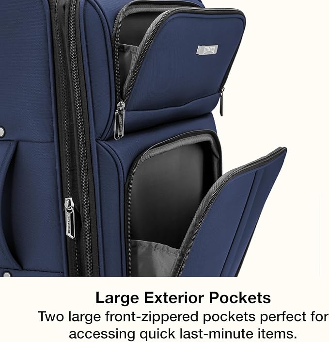 U.S. Traveler Anzio Softside Expandable Luggage with Spinner Wheels, Navy, 22-Inch Carry-on