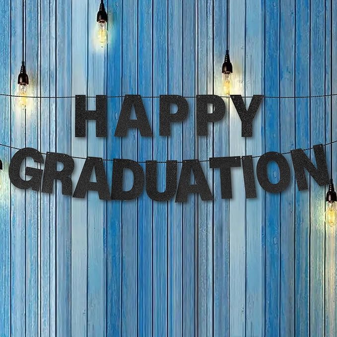 DIY Banner Kit with Letters Glitter Banner Letters Customizable Birthday Banners Graduation Banner Custom Party Hanging Banner for Graduation Wedding Party Baby Shower Decoration(Black)