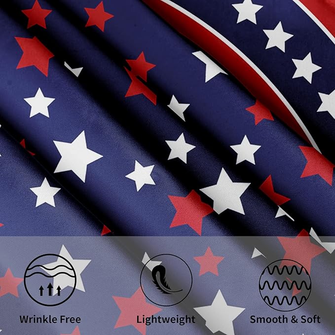 4th of July Tablecloth Round 70 Inch Patriotic Independence Day American Flag Table Cloth Washable Navy Blue Memorial Day Table Cover for Kitchen Dinner Room Holiday Picnic Party Indoor Outdoor Decor