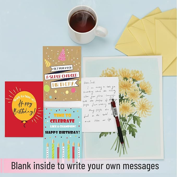 Mr. Pen- Birthday Cards with Envelopes, 20 Pack, 4" x 6", Assorted Color with Gold Foil, Blank Inside, Greeting Cards Birthday