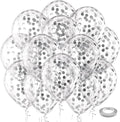 Bezente Silver Confetti Latex Party Balloons - 60 Pack 12 inch Helium Silver Confetti Glitter Balloons for Wedding Graduation Bridal Shower Birthday Engagement Party Decorations