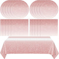 41Pcs Ombre Rose Gold Birthday Decorations,Gradient Pastel Rose Gold Party Supplies Birthday Party Disposable Paper Plates Napkins Tablecloth丨Women Girls Birthday Wedding Princess Party Decor,Serve 20