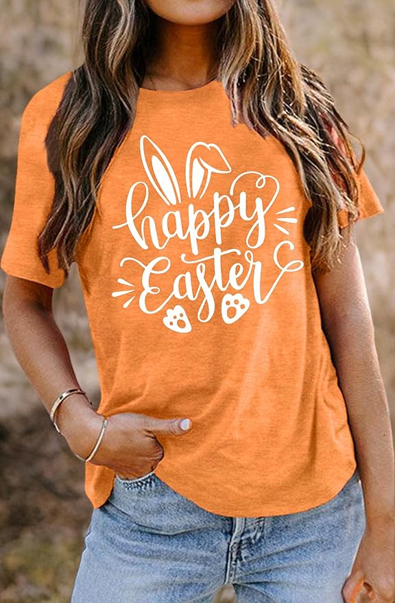 LAZYCHILD Women Easter Teacher Shirts: Funny Treat All with Kindness T-Shirt Bunny Rabbit Tee Tops