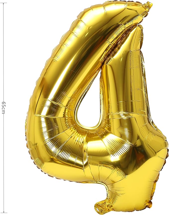YPSelected 32 Inch Large Foil Helium Number Balloon Birthday Wedding Party 0-9 (Gold, 4)