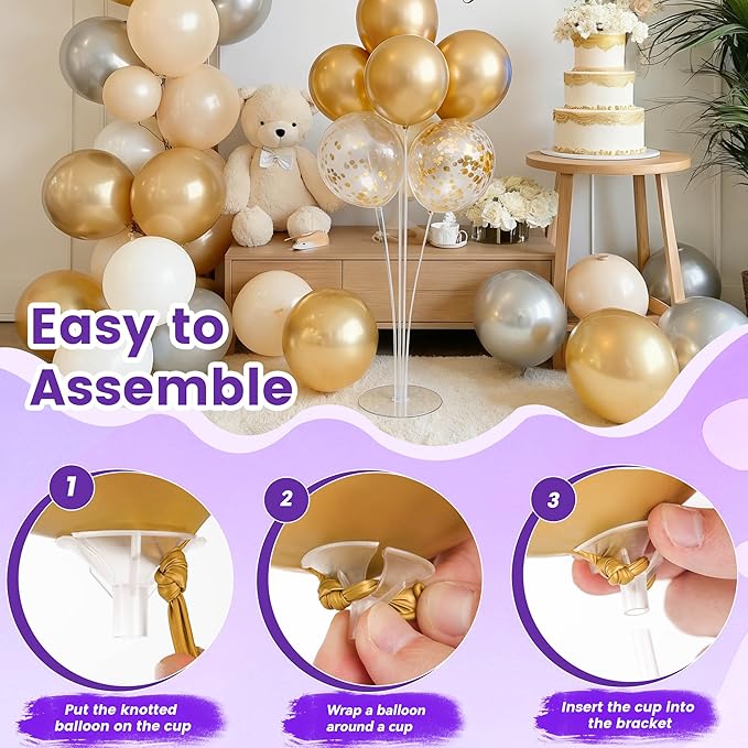 JOYYPOP 4 Sets Balloon Stand Kit For Table, Balloon Sticks with Base Birthday Graduation Party Decorations Wedding