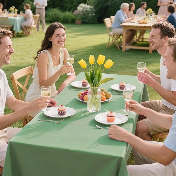 Childom 2 Pack Sage Green Tablecloths,54"x108" Plastic Table Cloth Disposable for Rectangle Tables,Sage Green Table Cover for Dinner Outdoor Picnic Birthday Bridal Wedding Baby Shower Party Decoration