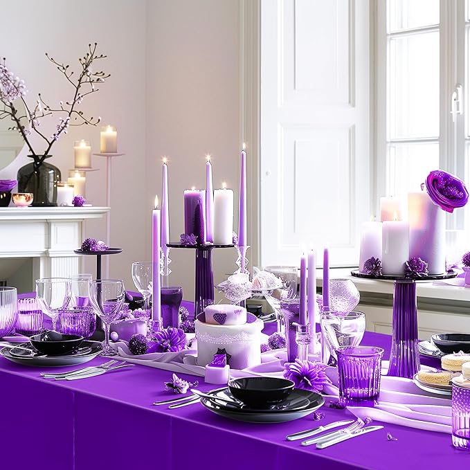 1 Piece Purple Foil Tablecloth 54 * 72inch Lavender Plastic Birthday Party Table Cloths Disposable Waterproof Table Cover for Halloween Bridal Shower Wedding Anniversary Baby Shower Elegant Supplies