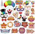 30 Pieces Carnival Photo Booth Props Funny Circus Carnival Photobooth Props Carnival Theme Party Decorations for Birthday Christmas New Year School Party