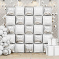 Pearl White and Silver Double Sided Square Foil Balloons Wall,19 Inches Metallic Foil Balloons Tunnel Arch Kit for Bachelorette,Anniversary,Wedding,2026 Graduation,Birthday Party Background Decoration