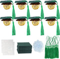 Gyufise 36Pcs Graduation Decorations 2026 Graduation Cap Cupcake Toppers Chocolate Decorations Mini Grad Cap Decor with Tassel Adhesive Dots for Class of 2026 Congrats Grad Green