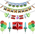Pirese Pixel Birthday Decorations – Pixel Happy Birthday Banner with Balloons, Pre-Strung Retro Video Game Birthday Party Supplies Kit