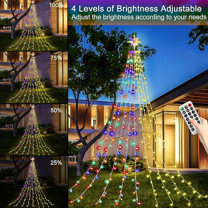 PUHONG Color Changing Christmas Lights, Outdoor Dipper Star String Lights,16.4Ft 320 LED Christmas Decoration [11 Modes & Waterproof] for Halloween Christmas New Year Holiday(Warm White & Multicolor)
