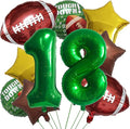 Football Balloons Foil Football Birthday Decorations Balloons Green Number 18 Balloon Gold Brown Star Touchdown Ballons for Rugby Birthday Decorations Sports Ballons Arch Kits Party Balloon Sets 10pcs
