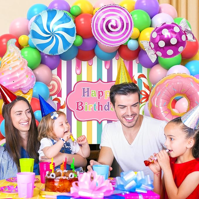159 Candyland Party Decorations Two Sweet Birthday Party Supplies, Colorful Ice Cream Donut Balloon Arch Garland Kit Backdrop, Kid Girl Candy Party Decor