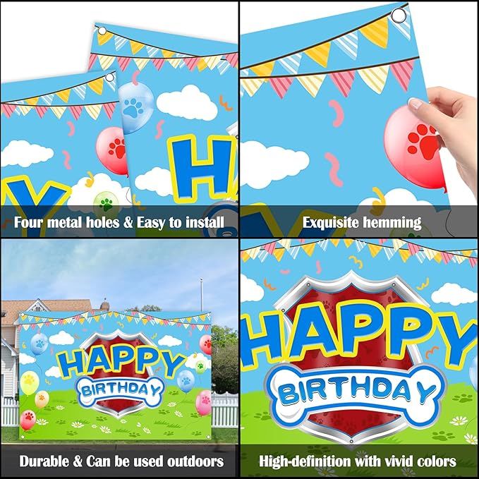 5x3ft Cartoon Dog Theme Backdrop Cartoon Photography Background Kids Boys Girls Birthday Party Decorations Photo Booth Banner Props