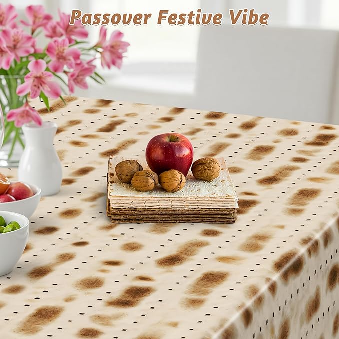 3 Pack Passover Decorations, 108" X 54" Passover Matzah Tablecloth, Disposable Plastic Seder Party Supplies, Rectangle Pesach Matzo Table Covers for Festival Holiday Party Home Dining Table Decor