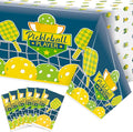 6 Packs Green Pickleball Tablecloth Disposable Waterproof Rectangle Plastic Table Cover Pickleball Player Sports Theme Indoor Outdoor Tablecloth Pickleball Party Favor Decor (54x108 Inch)