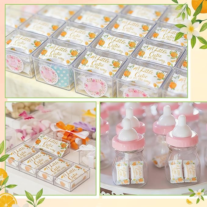 Naucoos Little Cutie Baby Shower Candy - 26.5 oz. Bag - 150 Individually Wrapped Hard to Soft Mints Candy A Little Cutie Is on The Way Welcome Baby Shower Gender Reveal Parties, Recovery Goodie Bags