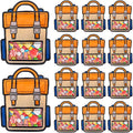 EONSUI 30PCS Plastic Cartoon Backpack Shaped Goodies Bags with Handles for Kids Birthday, Back to School Supplies, Baby Shower, Party, Wedding, Reusable Bulk Gift Wrapper for Candy, Snacks, Chocolate