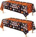 OHOME Halloween Decorations - 2 Pack Plastic Tablecloth for Halloween Party Decorations | Skeletons Bats Ghosts Pumpkin Table Decor for Outdoor Indoor Party Favors Supplies Backdrop Banner