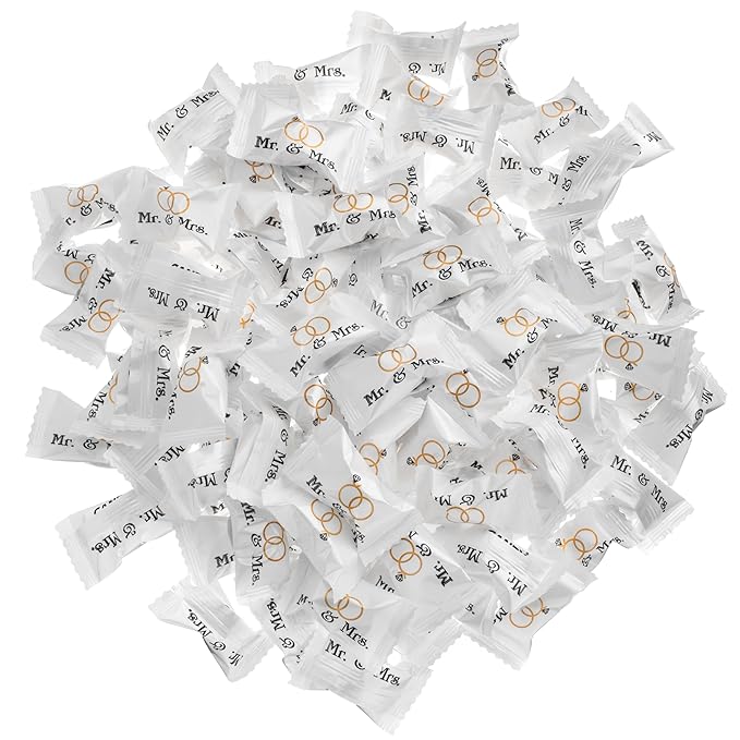 Candy Envy - Mr. and Mrs. Buttermints - 10 Bags Casepack with Approximately 100 Mint Per Bag - Wedding Candy Party Favors