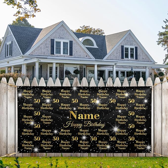 Custom Happy Birthday Banner Backdrop Personalized Banners and Signs with Photo Name for Women Men Kids Party Decorations Supplies Indoor Outdoor Birthday Gifts Style 29