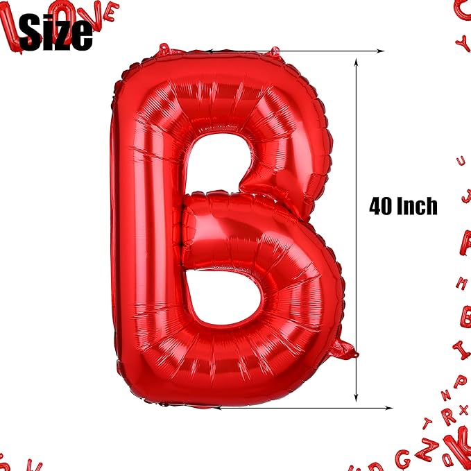 40 Inch Big Red Letter Balloons Foil Mylar Wedding Bachelorette Wedding Birthday Bridal Shower Anniversary Celebration Graduation Party Decoration Alphabet B (A-Z)