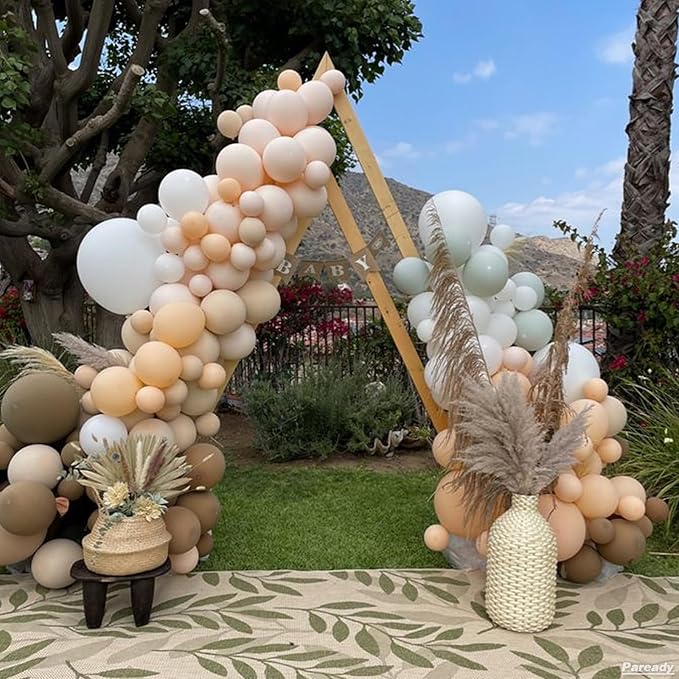 Brown White Balloons Garland Kit, 120pcs Brown and White Balloon Arch Kit With Leopard Foil Balloon Different Sizes For Jungle Safari Forest Themed Birthday Baby Shower Island Party Wedding Decor
