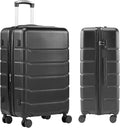 Simple Deluxe 20 Inch Expandable Hardside Carry On with Spinner Wheels & TSA Lock, ABS Hard Shell Lightweight Rolling Luggage Suitcase, Black
