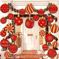 Huwena 24 Pcs Christmas Decorations Outdoor Christmas Hanging Ornaments Peppermint Candy Yard Signs Double Sided Lawn Decorations Peppermint Ornaments for Xmas(Red, Gold)