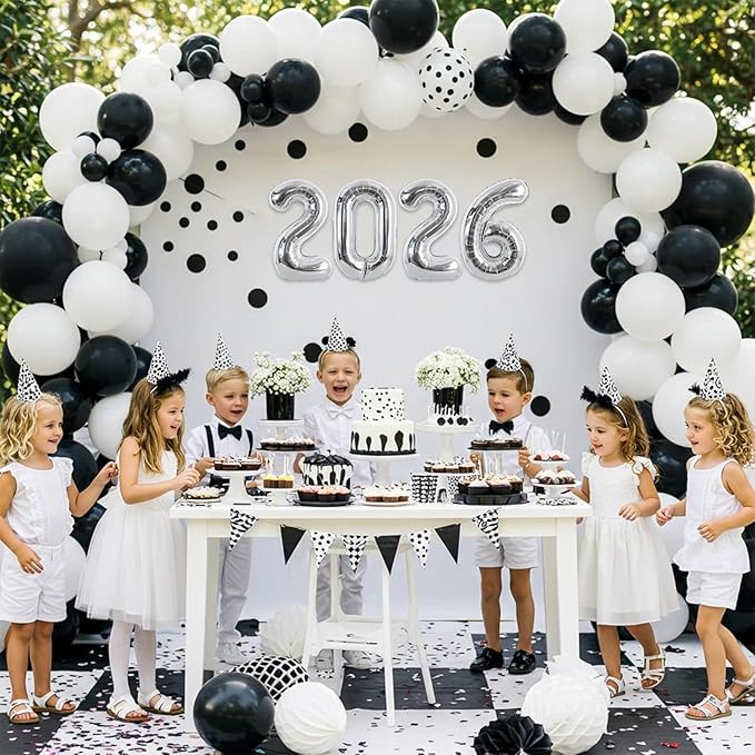 TONIFUL 2026 Silver Foil Number Balloons 16 Inch Silver Number Banner 2026 Graduation Aluminum Foil Mylar Balloons for New Year Eve Christmas Anniversary Party Supplies