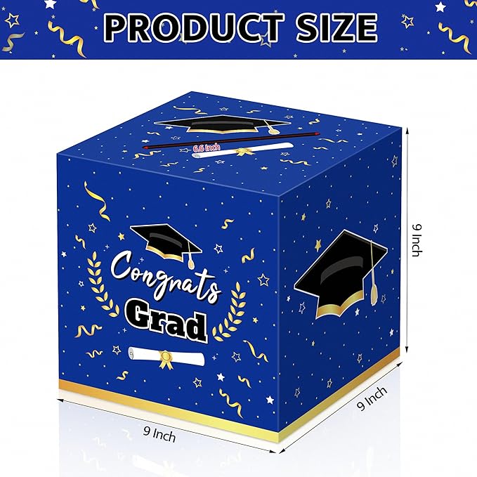Graduation Decorations 2026 Blue Graduation Card Box Graduation Party Decorations,Graduation Box,Congrats Grad Gifts for 2026 Graduation Party Supplies Favors