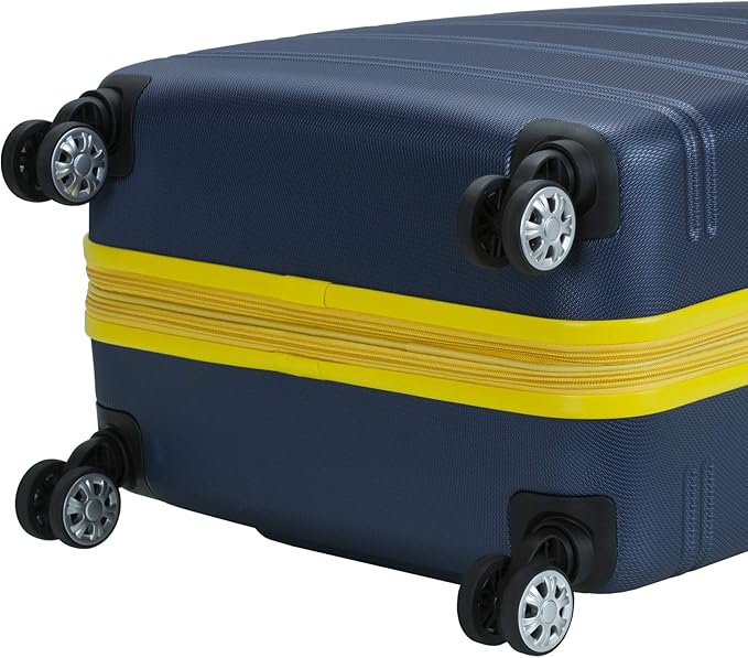 Rockland Melbourne Hardside Expandable Spinner Wheel Luggage, Checked Large 28", Navy