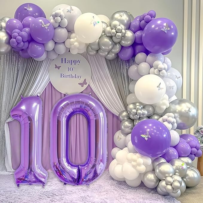Purple 6 Balloon Number,40 Inch Number 6 Balloon Big Purple 6 Foil Mylar Helium Balloon for Birthday Party Decorations
