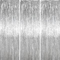 3.3 x 6.6 ft Foil Fringe Backdrop Curtains, Tinsel Streamers Party Decorations, Fringe Backdrop for Birthday, Baby Shower, Gender Reveal, Graduation (3, Silver)
