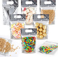 120 Pcs Plastic Gift Bag Bulk 5.5 x 8.7 Inch Resealable Party Goodie Bag with Clear Window Color Favor Pouch with Handle for Home Birthday Wedding Party Candy Gift Wrap Supply(Metallic)