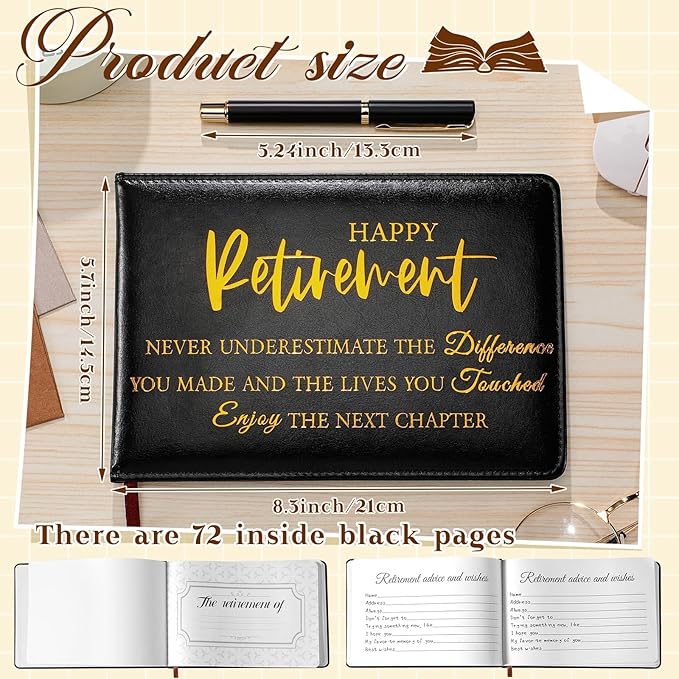 Ctosree Retirement Guest Book with Signature Pen Retirement Party Gift Supplies for Women Men Office Colleague Advice and Wishes Decorations(Stylish)