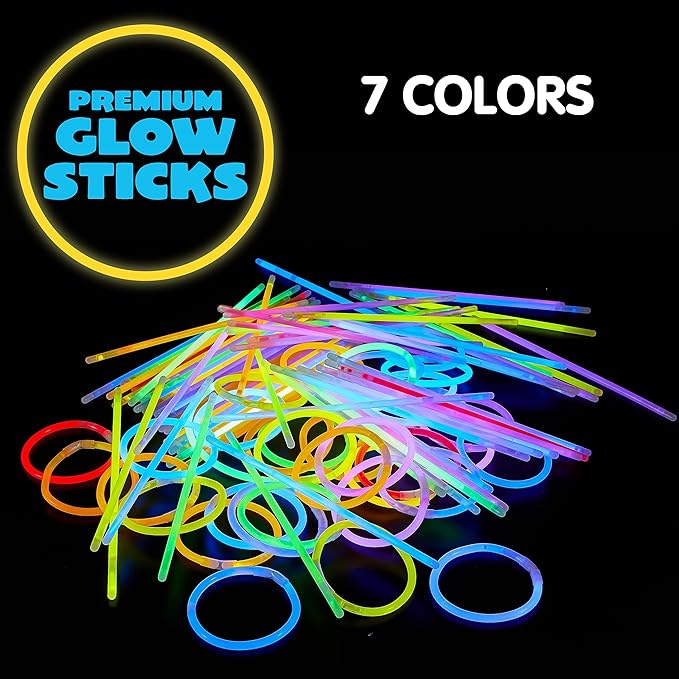 JOYIN 1000 Pcs 8" Glow sticks Bulk Party Favors Pack, Neon Glow in the Dark Party Supplies, Light Up Necklaces and Bracelets with Connectors, Easter, Football, Birthday Decorations