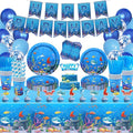 223 Pack Under the Sea Party Supplies Ocean Sea Party Tableware Set Plates Cups Napkins Tablecloth Banner Balloons Cake Toppers for Underwater World Birthday Ocean Animal Party Decorations Serves 20