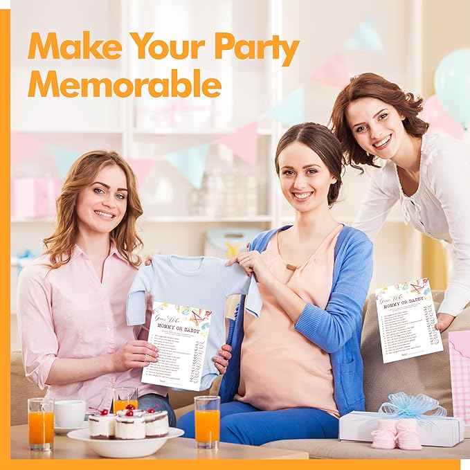 55PCS Baby Shower Games, Guess Who Mommy or Daddy Game Cards Fun Baby Shower Party Games Gender Neutral for Girls or Boys
