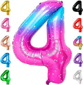 KatchOn Giant Rainbow 4 Balloon Number - 40 Inch | Pink Blue Number 4 Balloons for Birthdays | Number 4 Galaxy balloon for 4th Birthday Decorations Party | 4th Birthday balloons | Four Balloon Number