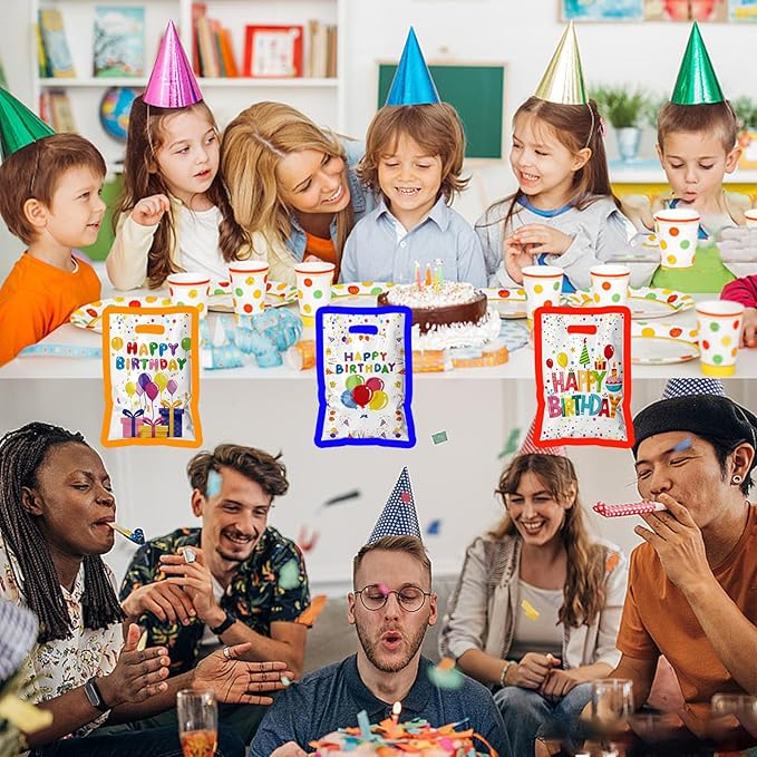 TESKEUP Party Favor Bags for Birthday Goodie Bags - Bulk Treat Gift Bags for Candy, Cookies, Snacks, Happy Birthday Party Supplies Classroom Treats, and Event Gifts (30 Pcs)