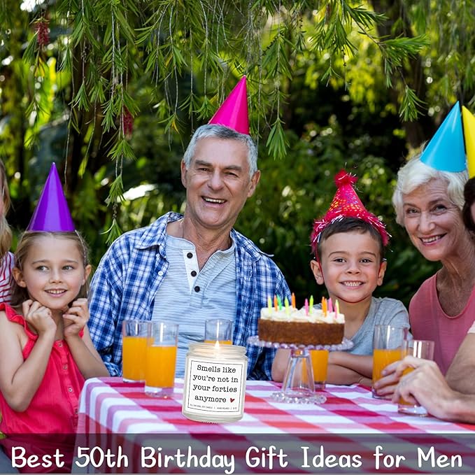 50th Birthday Gifts for Her Him, 50th Birthday Decorations Gifts for Women Men, 50 Year Old Birthdays, Lavender Scented Candle, 7oz