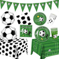 Soccer Birthday Party Decorations Tableware Set Soccer Party Supplies Soccer Theme Party Decorations Paper Plates Napkins Cup Tablecloth and Banner for Boys Girls Sports Theme, 24 Guests