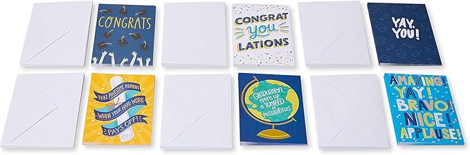 American Greetings Blank Graduation and Congratulations Card Pack, Bright and Trendy (48-Count)