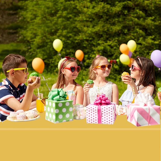 12 Pack Black and Gold Plastic Tablecloths, 54 x 108 Inch Disposable Rectangle Waterproof Table Covers for Graduation Birthday Wedding Party Decorations