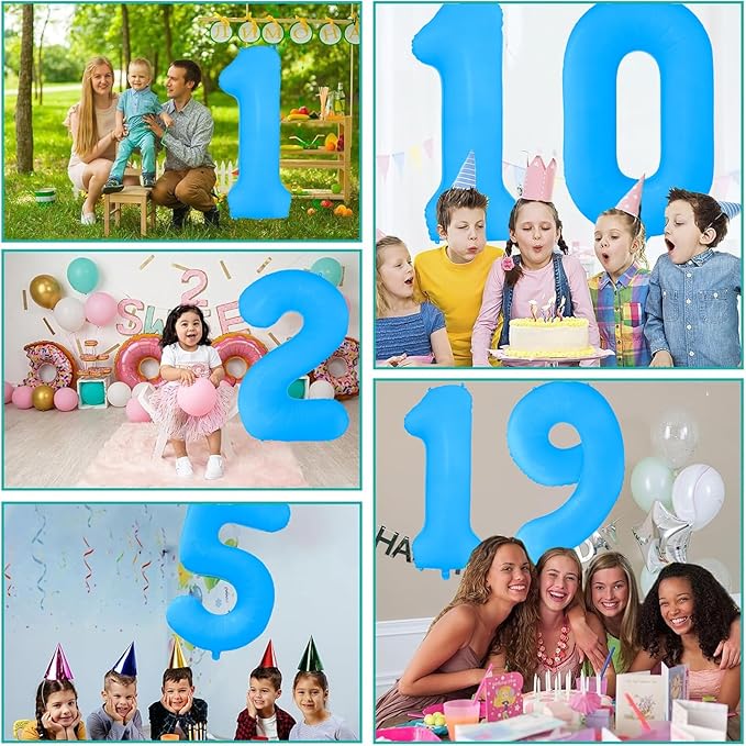 Fluorescent Blue Number Balloon 40 inch Giant Foil Helium Balloons Blue Number 3 Balloon for 3rd Birthday Party Decorations