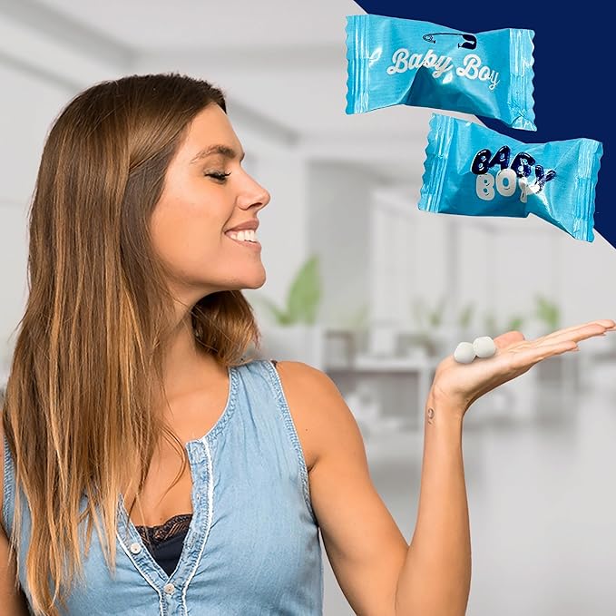 Baby Boy Buttermints - 100 Count - Baby Shower Blue Butter Mints Individually Wrapped - Baby Shower Candy - Perfect For Gender Reveal Parties, Hospital Goodie Bags, Welcome Baby Parties, And More