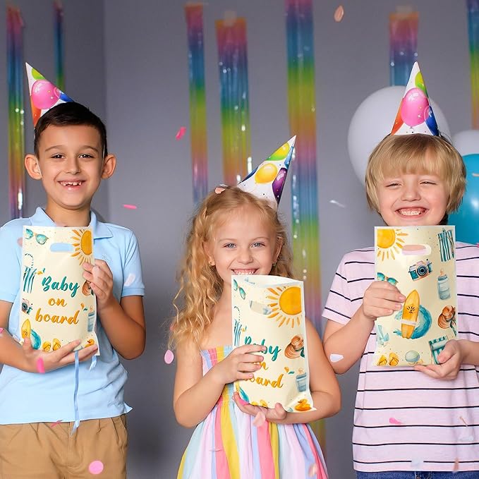 Baby on Board Baby Shower Party Favor Bags - 50Pcs Splish Splash Baby Bash Goody Candy Treat Bags Party Decorations for Kids Boys Girls Birthday Summer Events Supplies