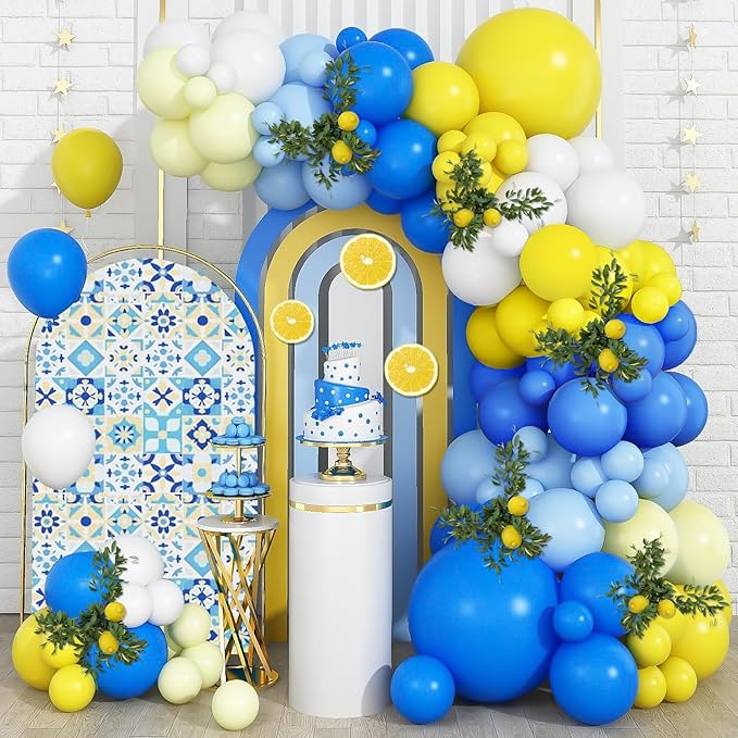 Blue and Yellow Balloon Arch Kit, Pastel Yellow Blue Lemon Balloon Garland, Lemon Birthday Decorations for Birthday Baby Shower Bridal Party